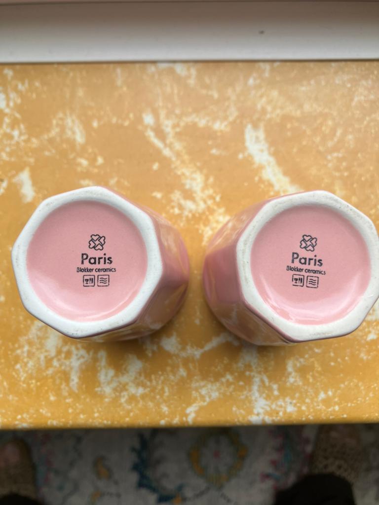 2 espresso kopjes - roze -, Ophalen, Overige stijlen, Kop(pen) en/of Schotel(s)