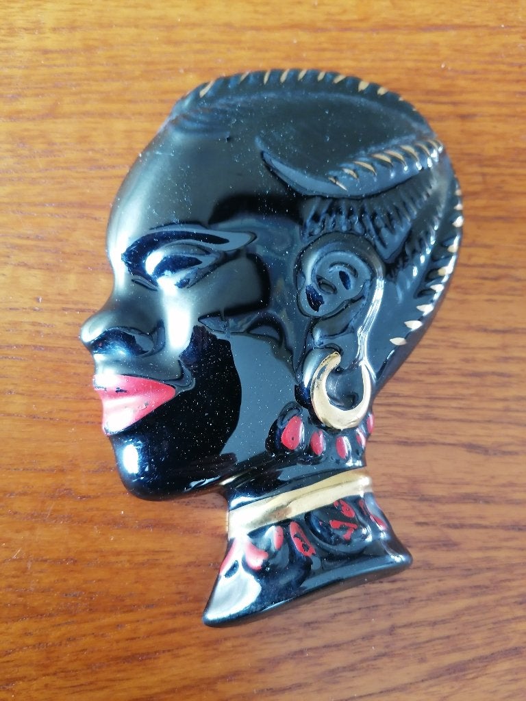 vintage keramiek wandhoofdje in prima conditie, Antiek en Kunst, Antiek | Keramiek en Aardewerk, Ophalen of Verzenden