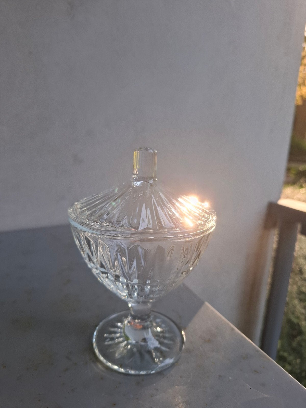 Glazen Bonbonnière met deksel - Vintage Design, Antiek en Kunst, Curiosa en Brocante, Ophalen of Verzenden