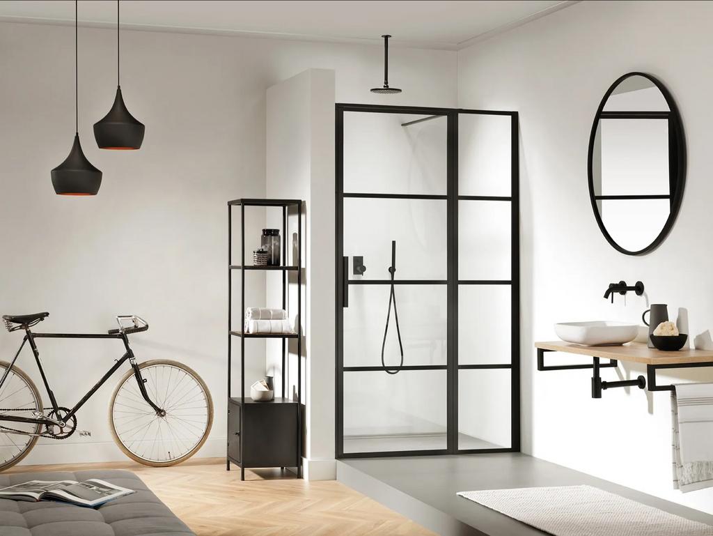 Sealskin SOHO swingdeur 2-delig rechts 120x210cm mat zwart, Doe-het-zelf en Verbouw, Sanitair, Ophalen, Nieuw, Glas, Douche