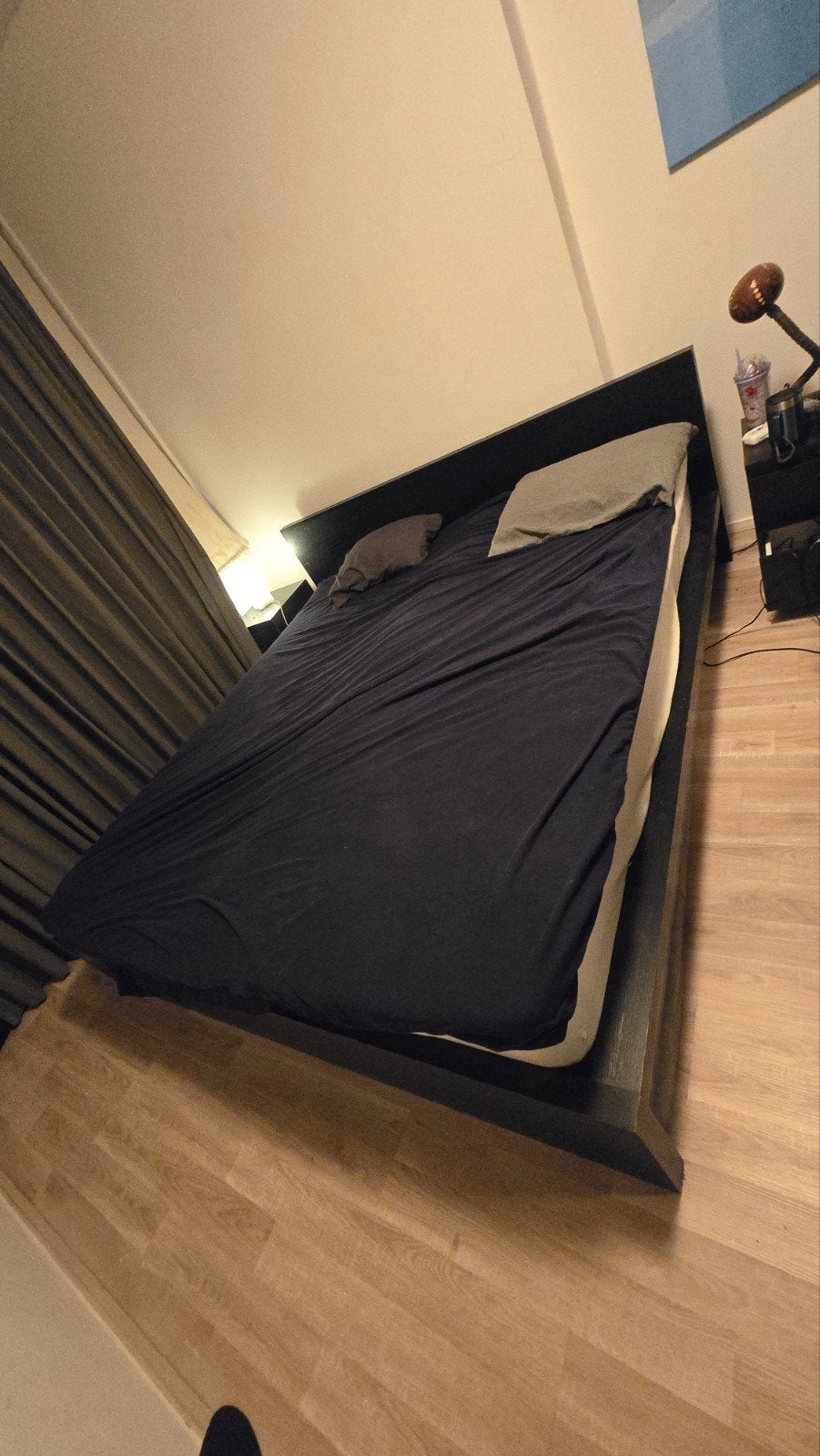 IKEA malm  180x200 bed zwart, Huis en Inrichting, Slaapkamer | Bedden, Ophalen, Gebruikt, Zwart, Tweepersoons