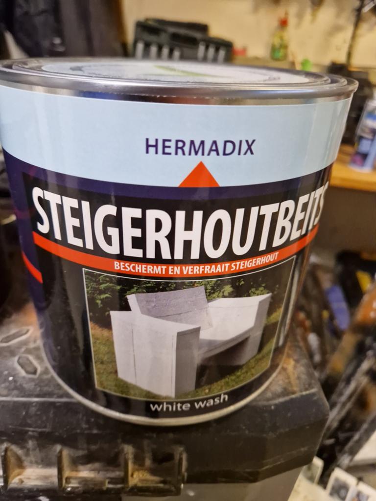 Hermadix Steigerhoutbeits White Wash 2.5 L, Doe-het-zelf en Verbouw, Verf, Beits en Lak, Wit, Nieuw, Beits, Ophalen of Verzenden