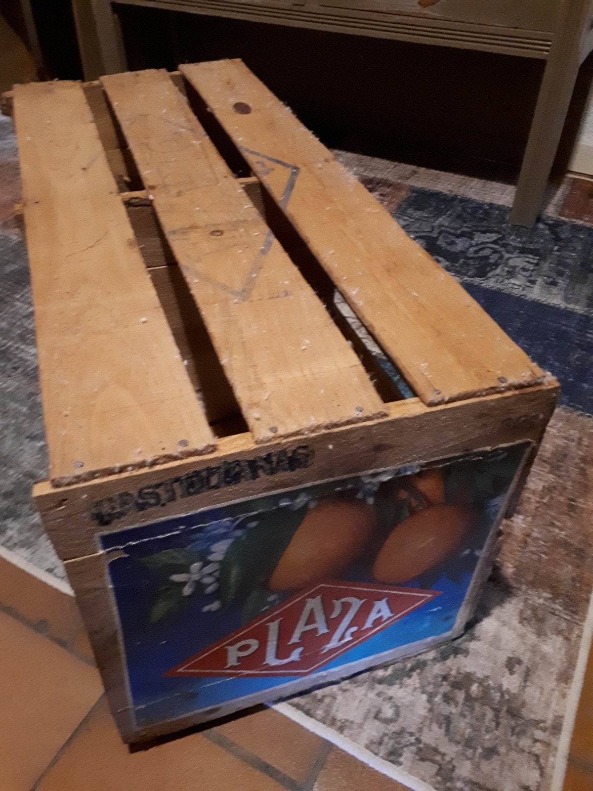 kastje sinaasappelkist 60-jaren Plaza Oranges, Huis en Inrichting, Woonaccessoires | Kisten, Ophalen, Gebruikt, 50 tot 100 cm