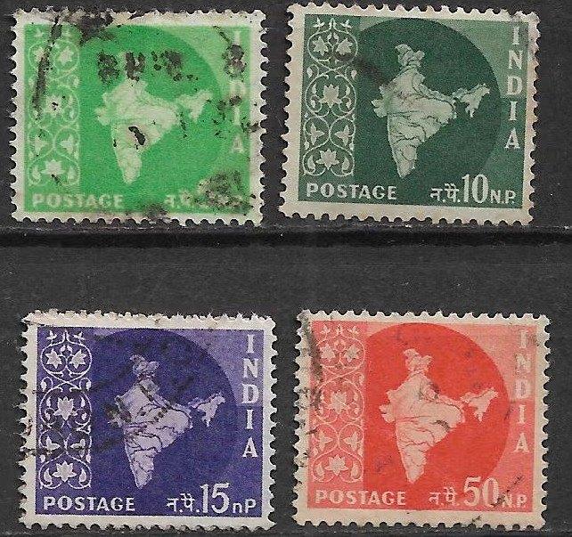 India 1958 Def serie landkaart India aanvullingswaardes, Verzenden, Gestempeld, Zuid-Azië