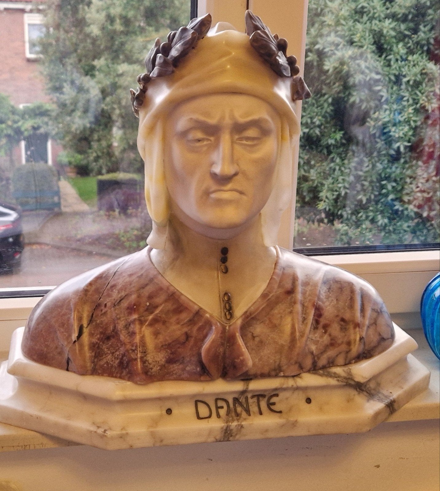 marmer albast borstbeeld Dante Alighieri, Antiek en Kunst, Ophalen