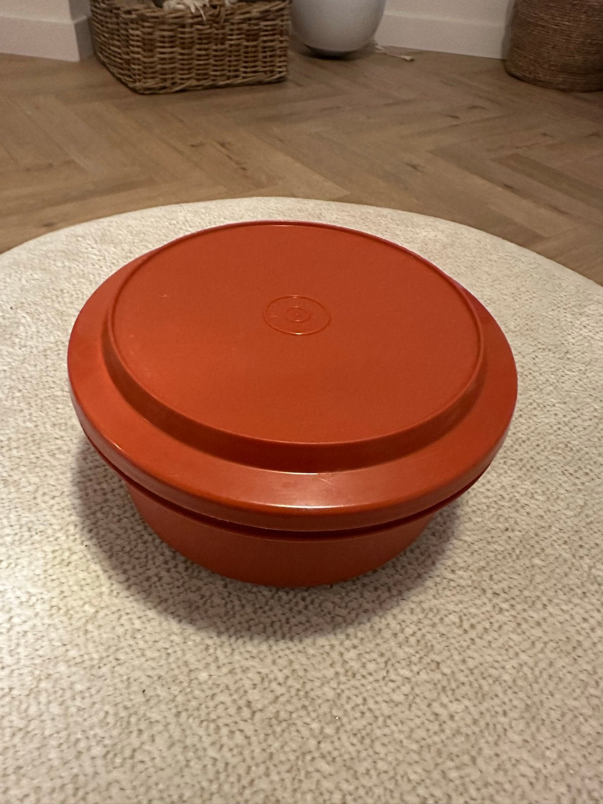 Tupperware Koektrommel Oranje - Luchtdicht en Degelijk, Gebruikt, Ophalen of Verzenden, Bus of Trommel, Luchtdicht