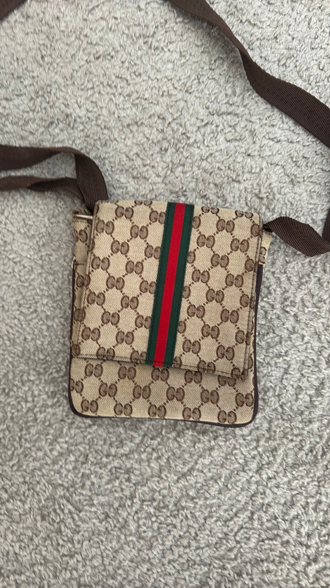 Gucci GG canvas crossbodytas groen-rode 'Sherry' web-lijn, Overige merken, Ophalen of Verzenden, Zo goed als nieuw, Leer