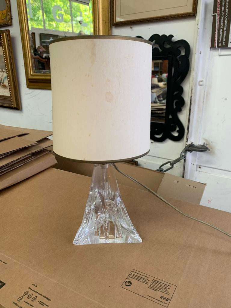 Lamp tafellamp met kristallen lampenvoet van Daum Nancy 60s., Ophalen of Verzenden, Zo goed als nieuw, Glas, Minder dan 50 cm