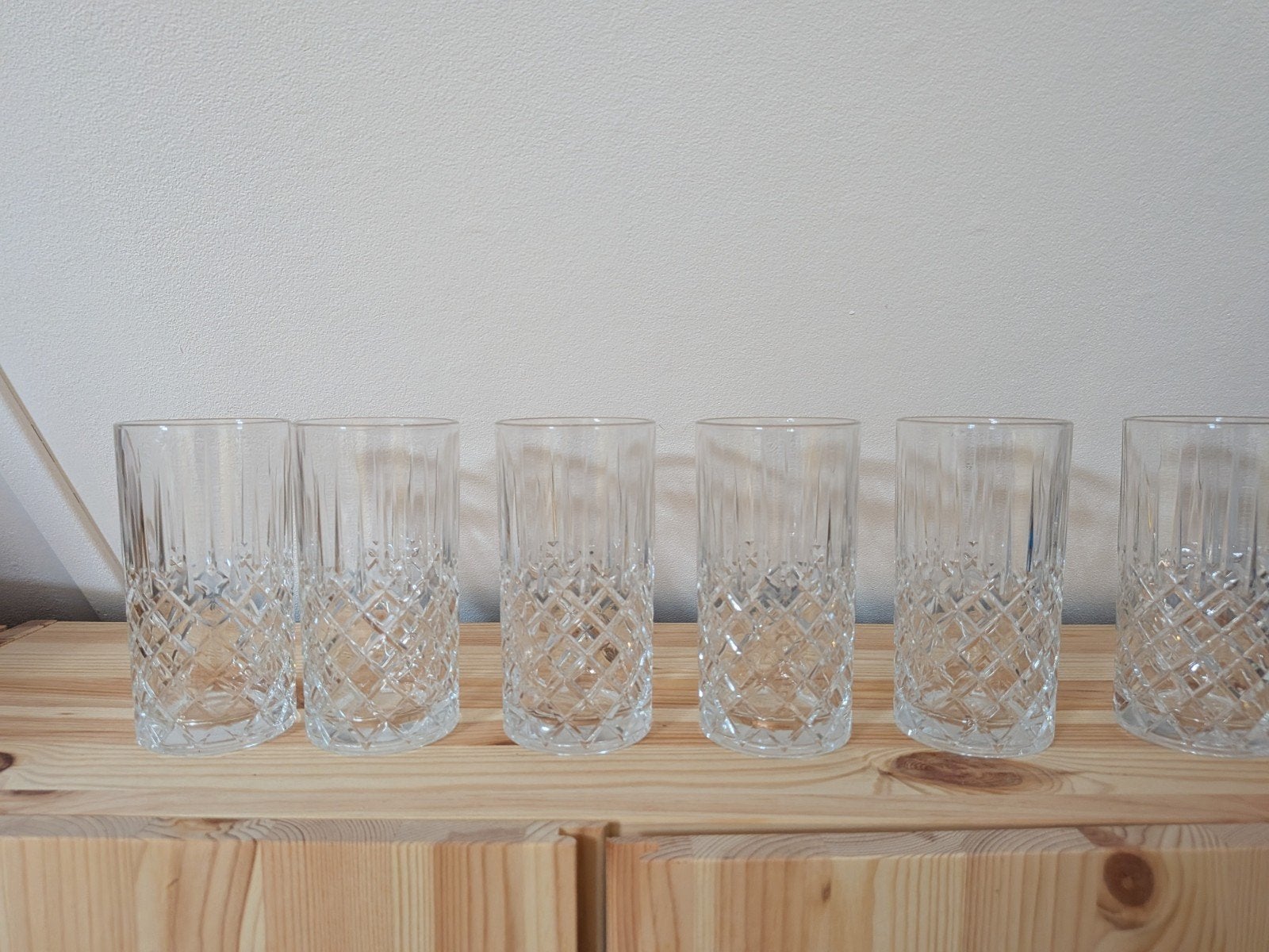 6 AH spaaractie longdrink glazen, Ophalen, Zo goed als nieuw, Wit, Overige merken