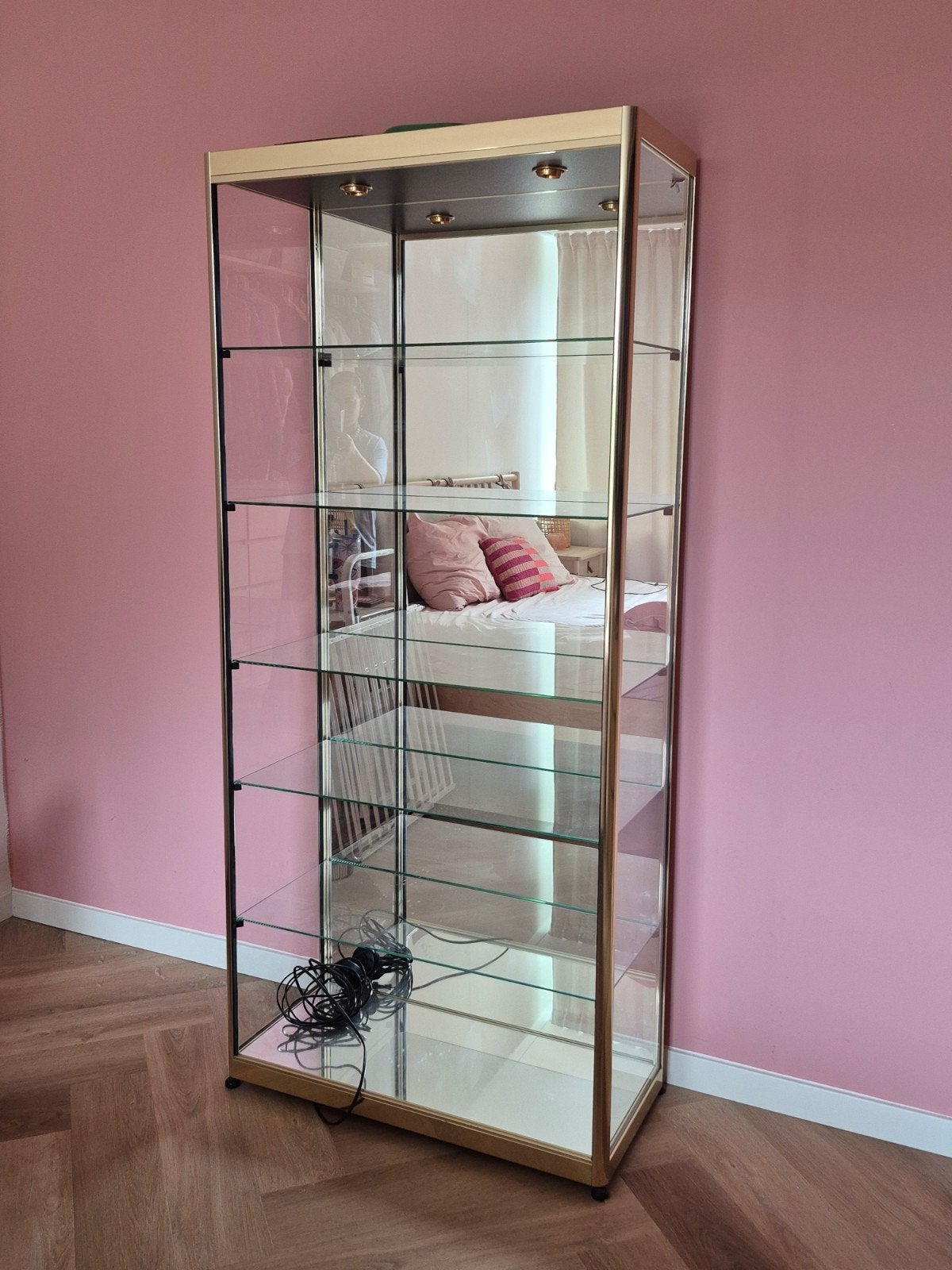 Vintage Hollywood Regency Glazen Vitrinekast, Ophalen