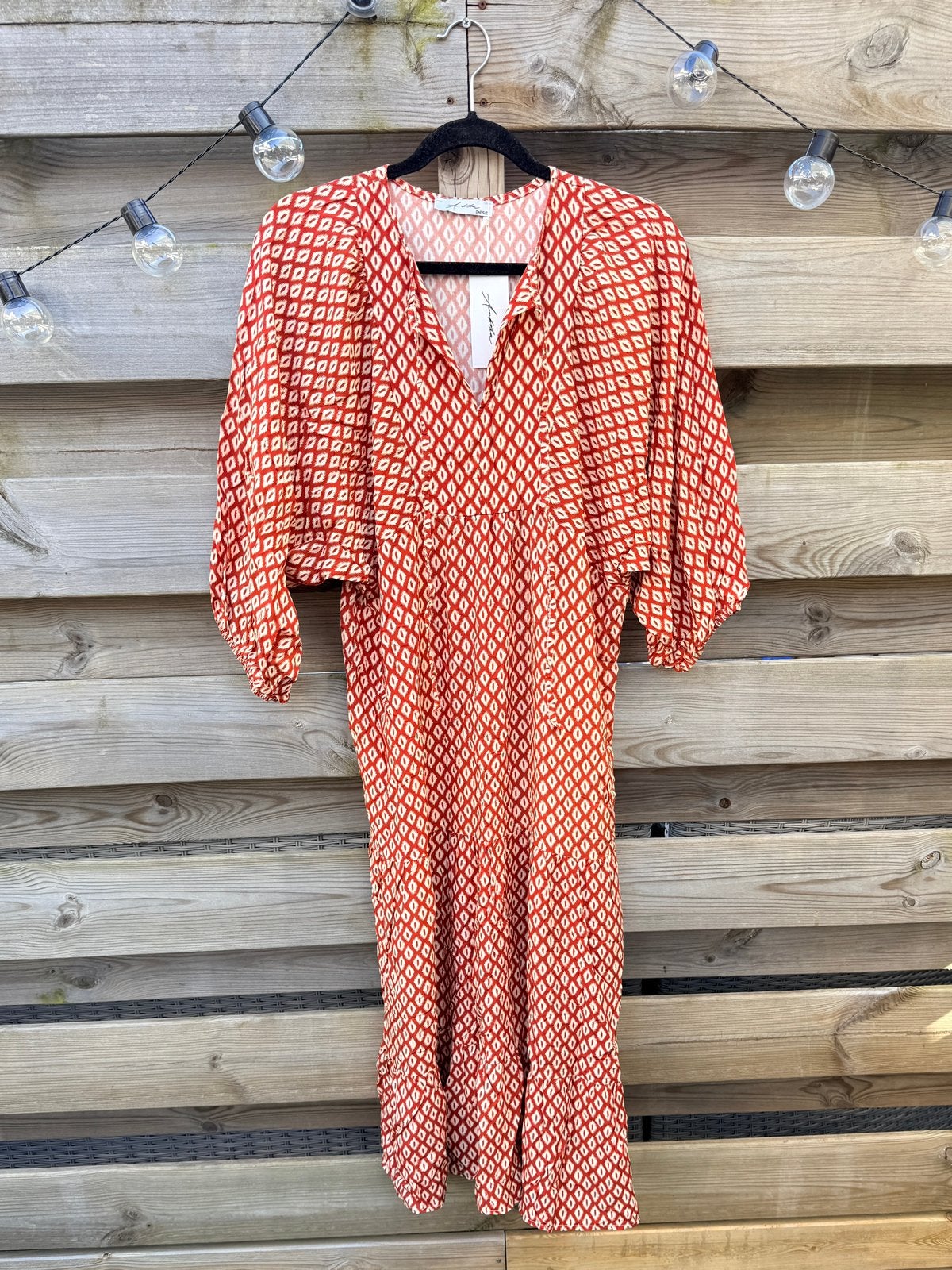 Ambika | Jurk lang brick/roest | One size, Verzenden, Nieuw, Onder de knie