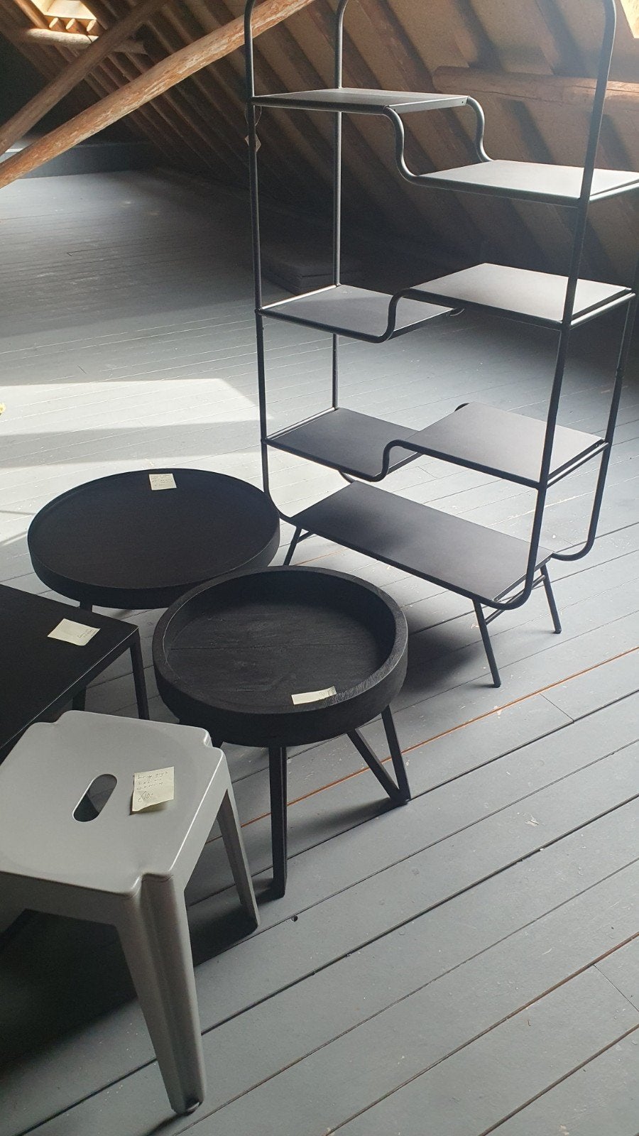 Zwarte houten salontafels en bijzettafels, kast, 50 tot 100 cm, Rond, Nieuw, 50 tot 100 cm