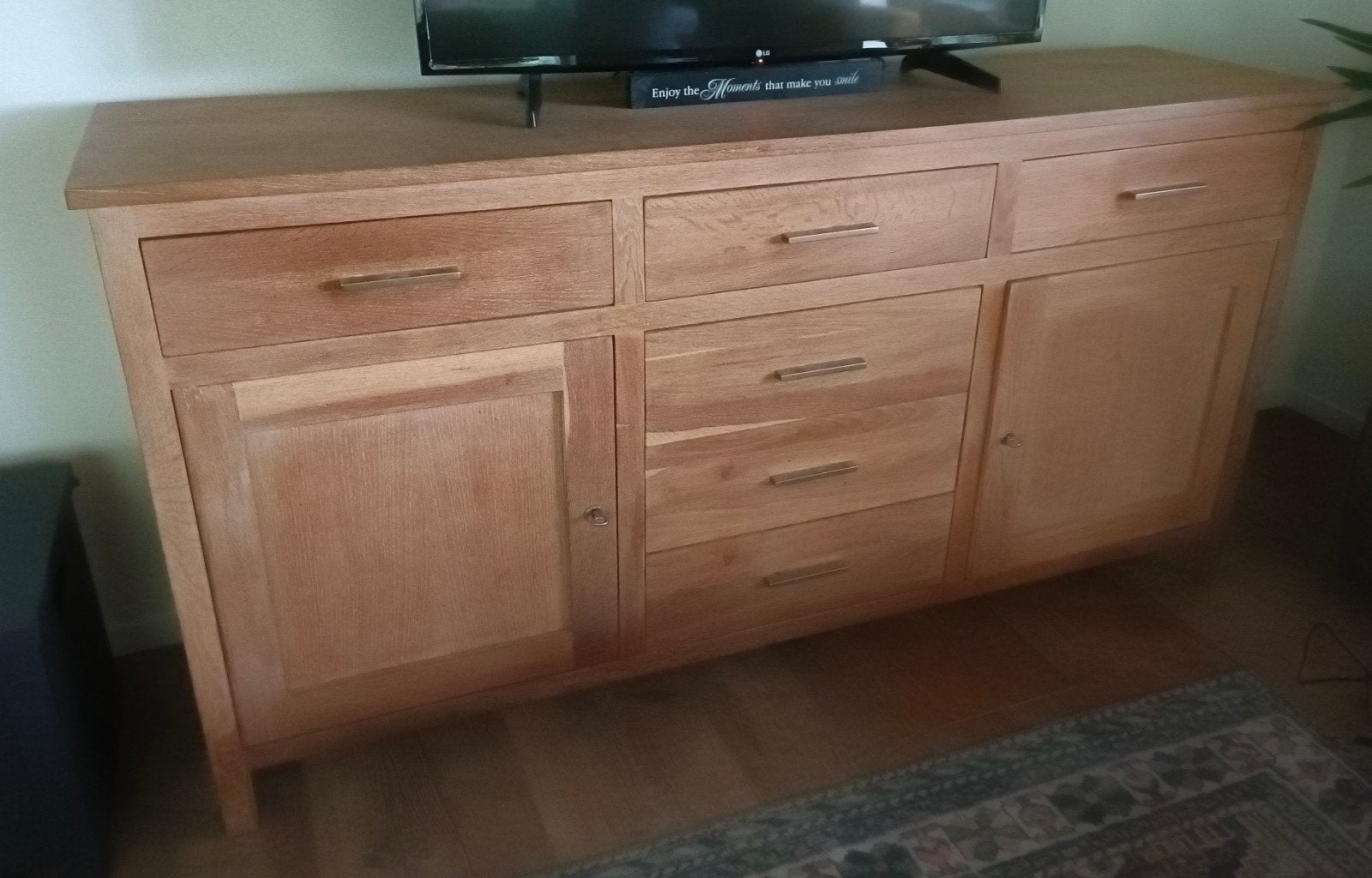 Eiken dressoir - 180 cm - White wash, Gebruikt, Met lade(s), 150 tot 200 cm, Ophalen of Verzenden