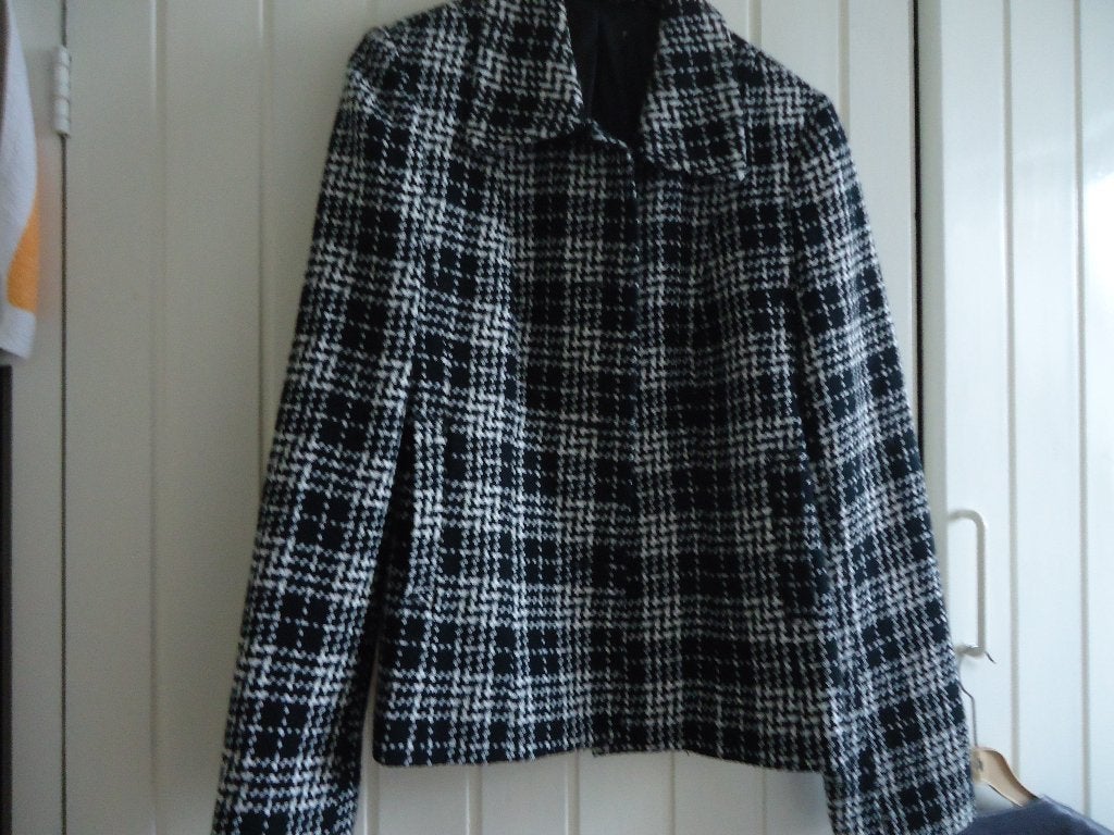 nette winterblazer - zwart/wit geblokt jasje Charles Vögele, Maat 38/40 (M), Charles Vogele, Zwart, Ophalen of Verzenden