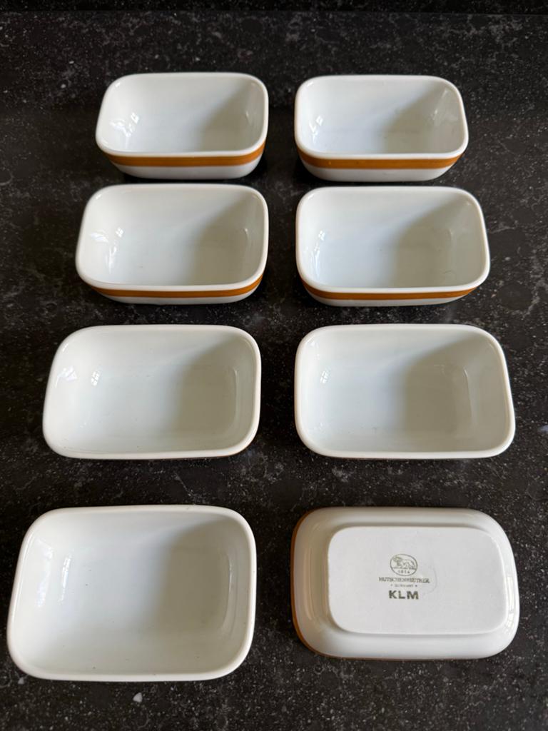 Porseleinen KLM schaaltjes van Hutschenreuther (set van 8), Ophalen of Verzenden