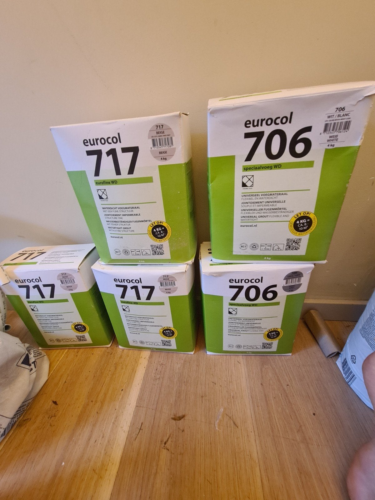 Eurocol Voegmortel Beige 9kg, grijs 3kg, wit 200gr, Doe-het-zelf en Verbouw, Ophalen, Nieuw, Overige materialen, Overige typen