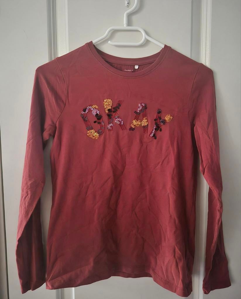 Name it longsleeve 146 152 pailletten shirt lange mouwen, Meisje, Ophalen of Verzenden, Zo goed als nieuw, Shirt of Longsleeve