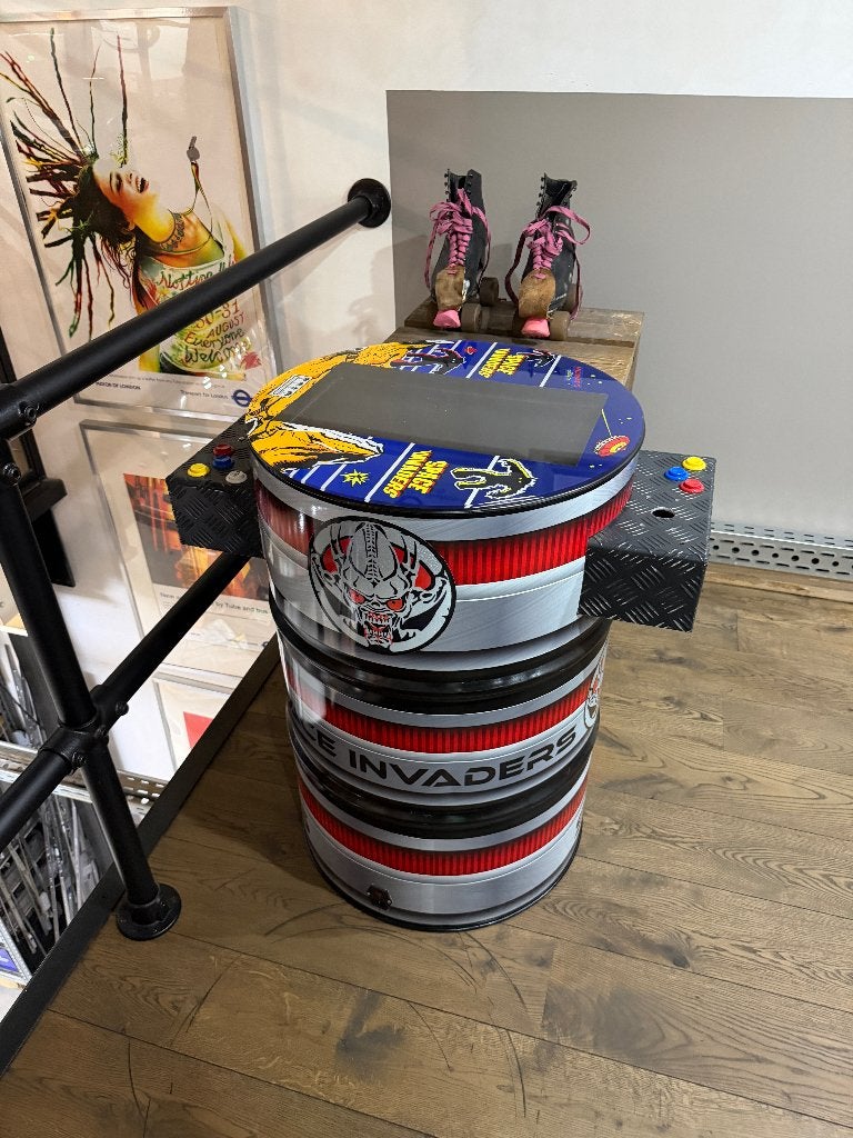 Arcade Cocktail model in een oliedrum., 2 spelers, Ophalen, Gebruikt, Vanaf 3 jaar