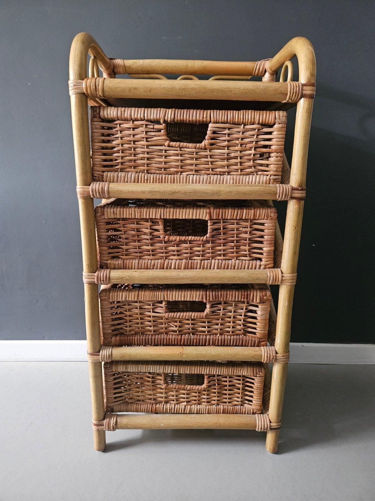 Vintage Rotan Ladekastje Boho Jaren 70, Huis en Inrichting, Ophalen, Minder dan 50 cm, Zo goed als nieuw, Minder dan 100 cm