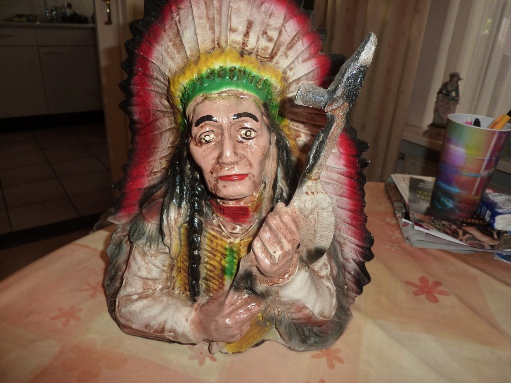 oud indianen beeld opperhoofd, Ophalen of Verzenden, Gebruikt, Mens