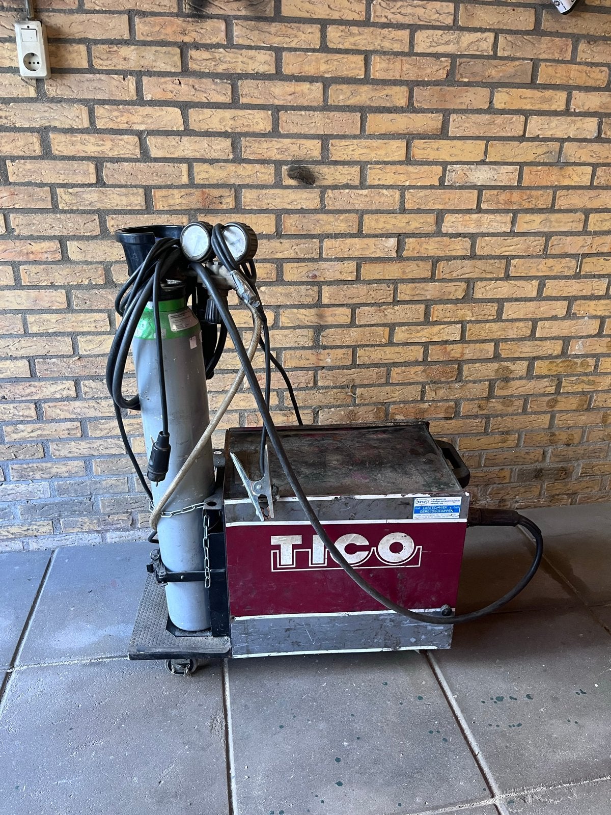 Tico lasapparaat met gasfles en laskap, Doe-het-zelf en Verbouw, Ophalen, Gebruikt, 150 tot 250 ampère, Co2