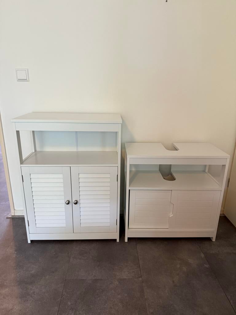 Witte badkamerkastjes met wastafelkast, Huis en Inrichting, Badkamer | Badkamermeubels, Ophalen, 50 tot 100 cm, Zo goed als nieuw