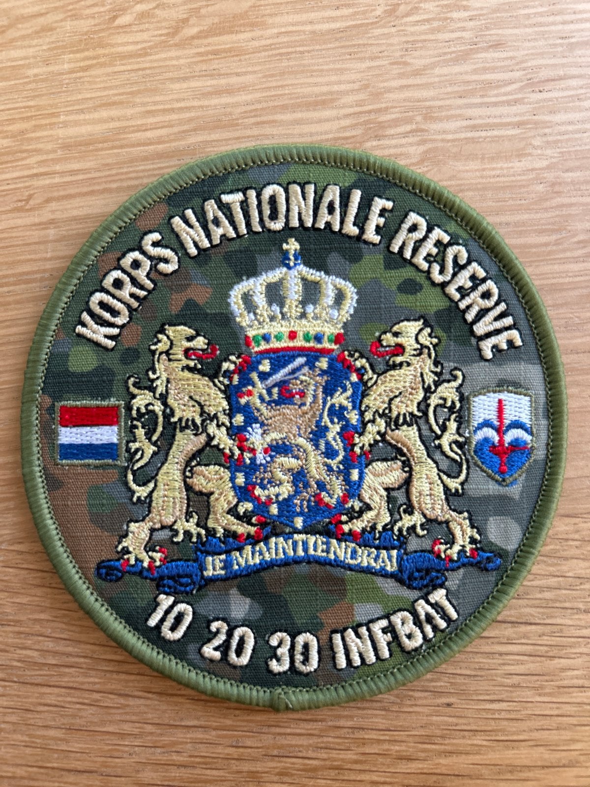 Korps Nationale Reserve 10 20 30 Infbat Patch, Ophalen of Verzenden, Landmacht, Nederland, Overige typen