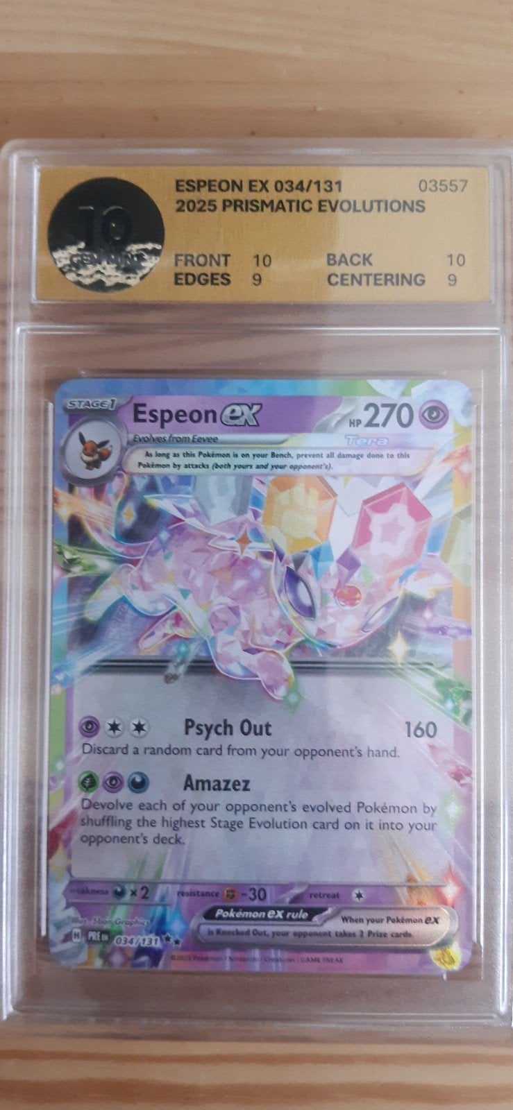 Espeon ex Prismatic Evolutions Graded 10 Pokémon Kaart, Ophalen of Verzenden