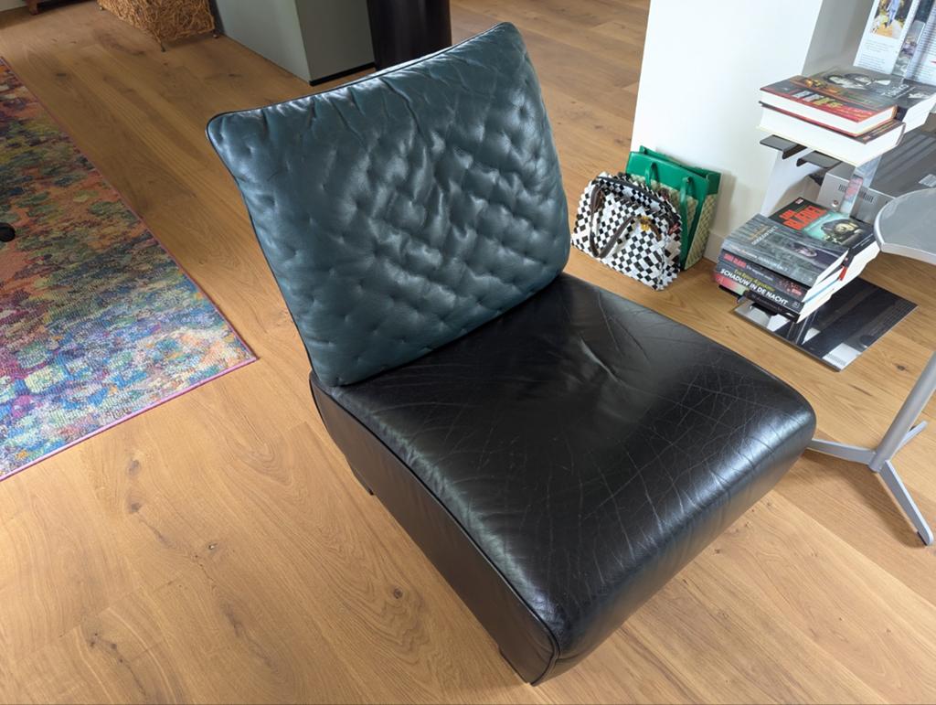 Lederen De sede 1990s vintage relax fauteuil. Zwart groen, Ophalen, Gebruikt, Zwart, Leer