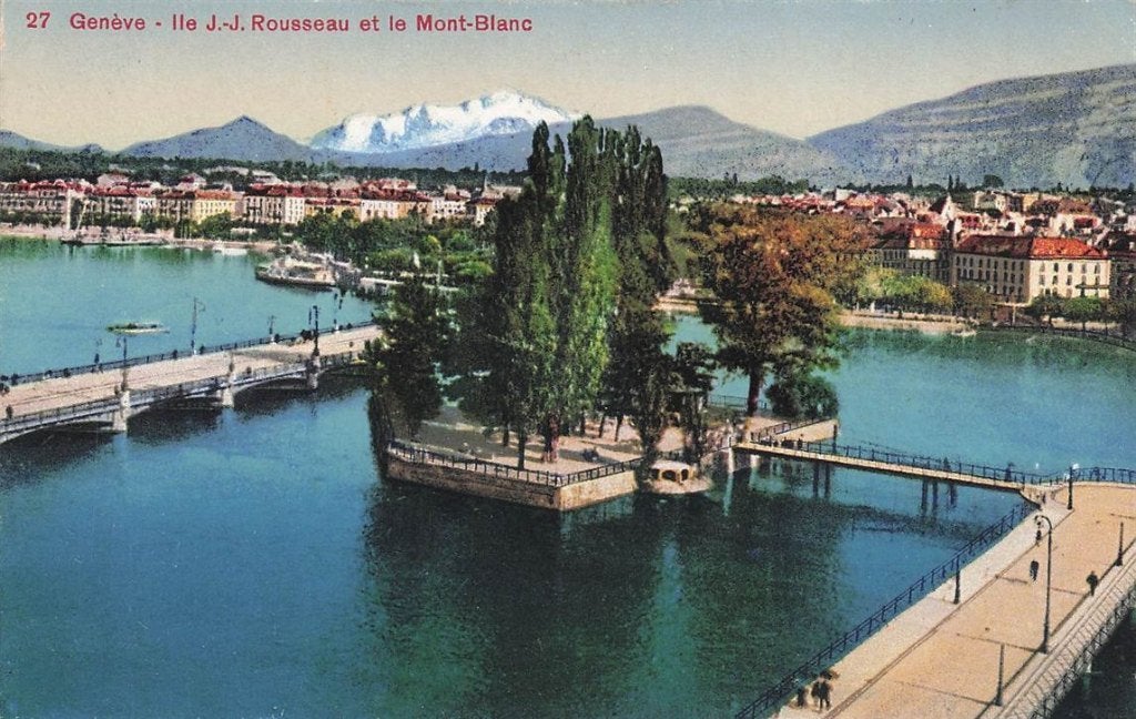 702-289-005 Geneve Lle J.-J Rousseau Et Le Mont-Blanc, Verzenden, Voor 1920, Overig Europa