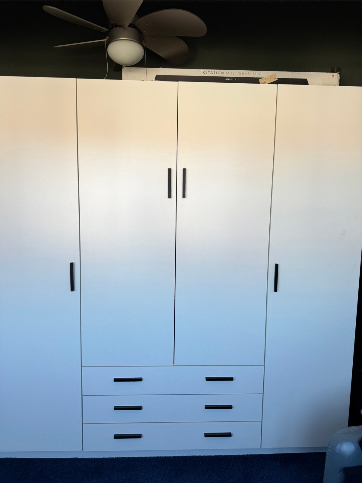 Kledingkast Sprint 4-deurs - wit - 200x196x50 cm, Huis en Inrichting, Ophalen, 200 cm of meer, 200 cm of meer, 50 tot 75 cm