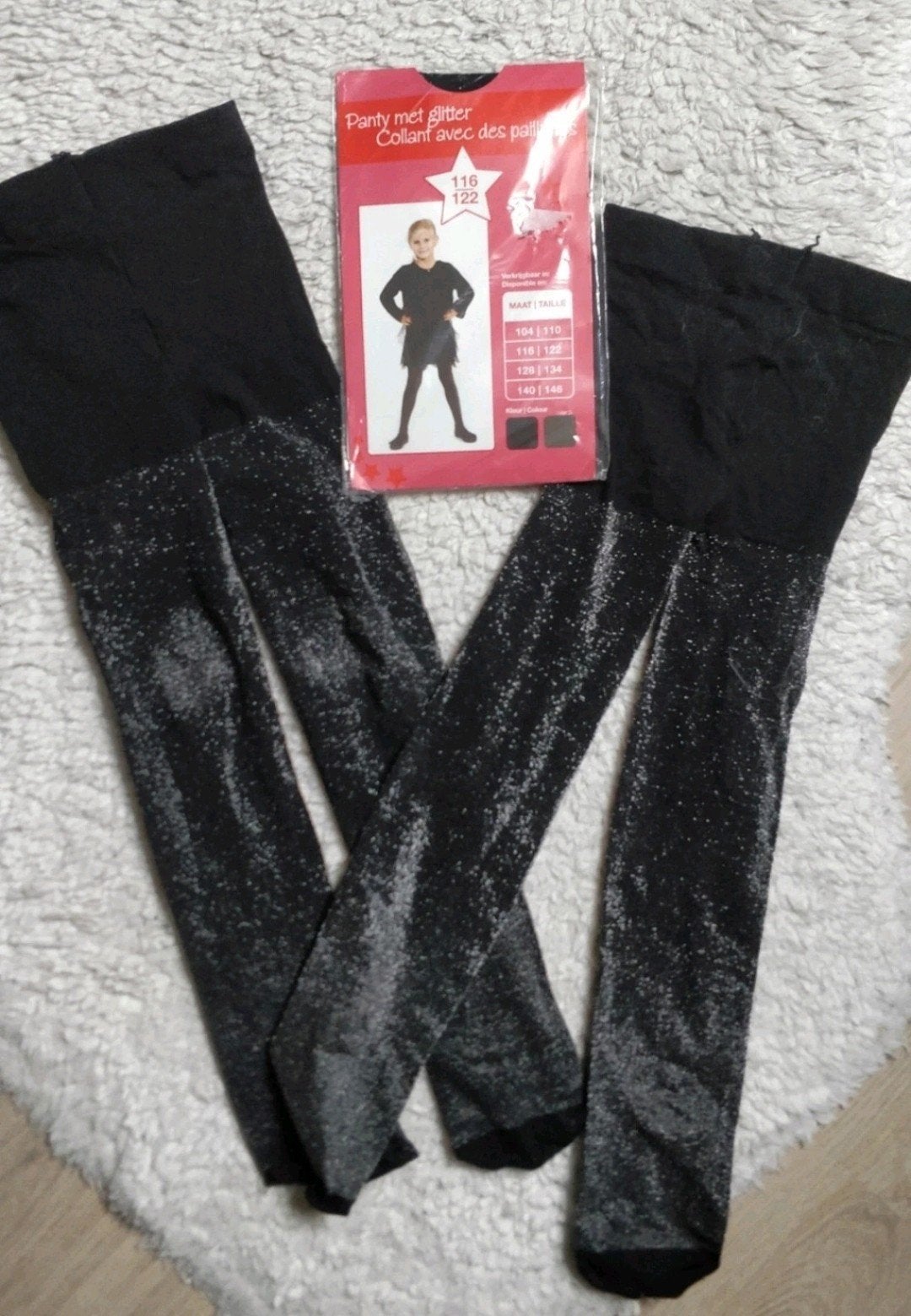 Zwarte glitter panty voor kinderen, maat 116/122, Zwart, Nieuw, Overige maten, Ophalen of Verzenden