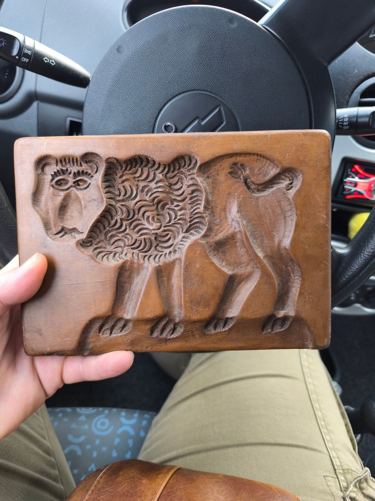 Antieke houten koekplank met leeuwenmotief, Antiek en Kunst, Ophalen of Verzenden