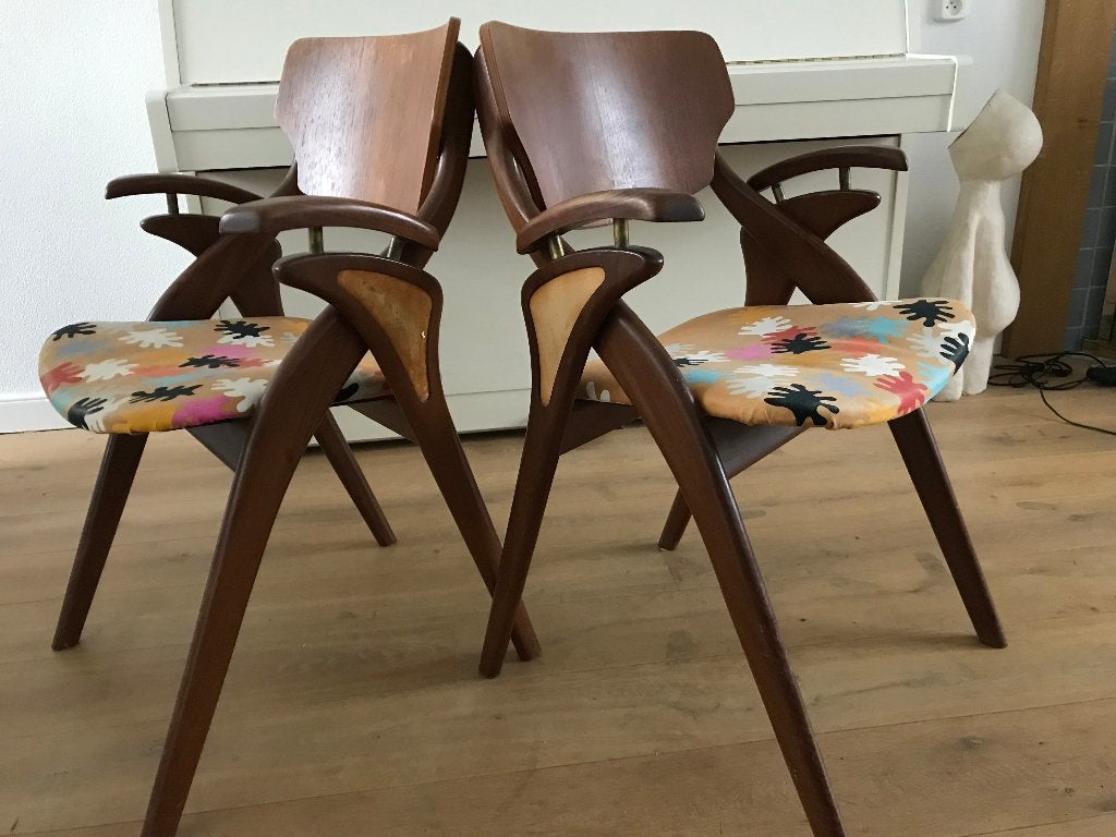 2 Arne Hovmand Olsen Mogens Kold stoel vintage teak, Gebruikt, Bruin, Ophalen of Verzenden, Nvt