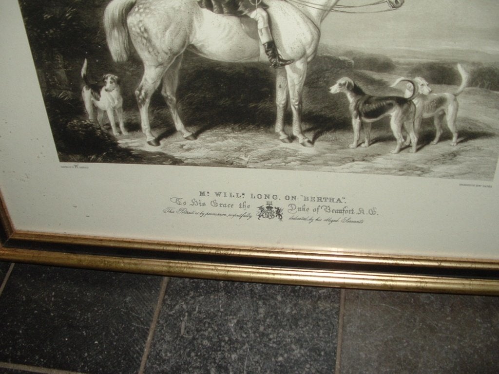 Barraud / Hacker M. Will Long on Bertha ruiter te paard hond, Ophalen, Zo goed als nieuw, Minder dan 50 cm, Schilderij