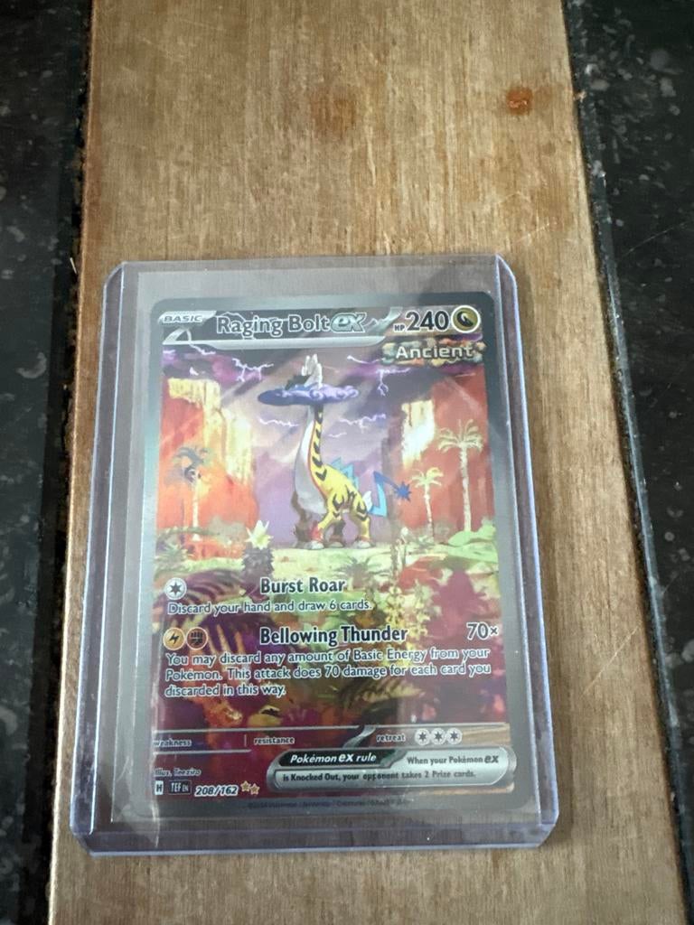 Raging Bolt ex 208/162 Ancient Pokémon kaart, Verzenden, Zo goed als nieuw, Losse kaart