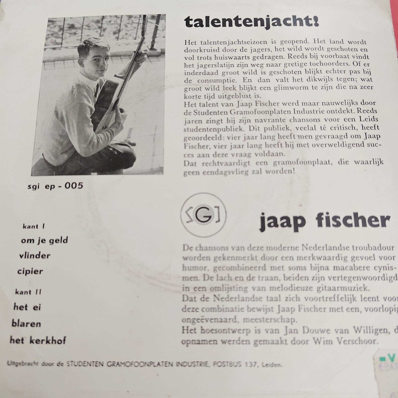 Jaap Fischer - SGI EP-005 (EP, 1963), Gebruikt, Folk, 7 inch, Ophalen of Verzenden