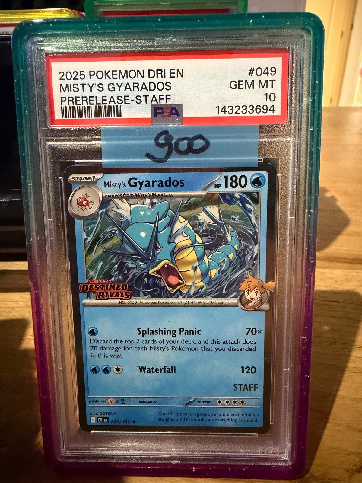 Misty's Gyarados Prerelease-Staff PSA 10 GEM MT Pokémon Kaar, Ophalen of Verzenden, Nieuw, Losse kaart