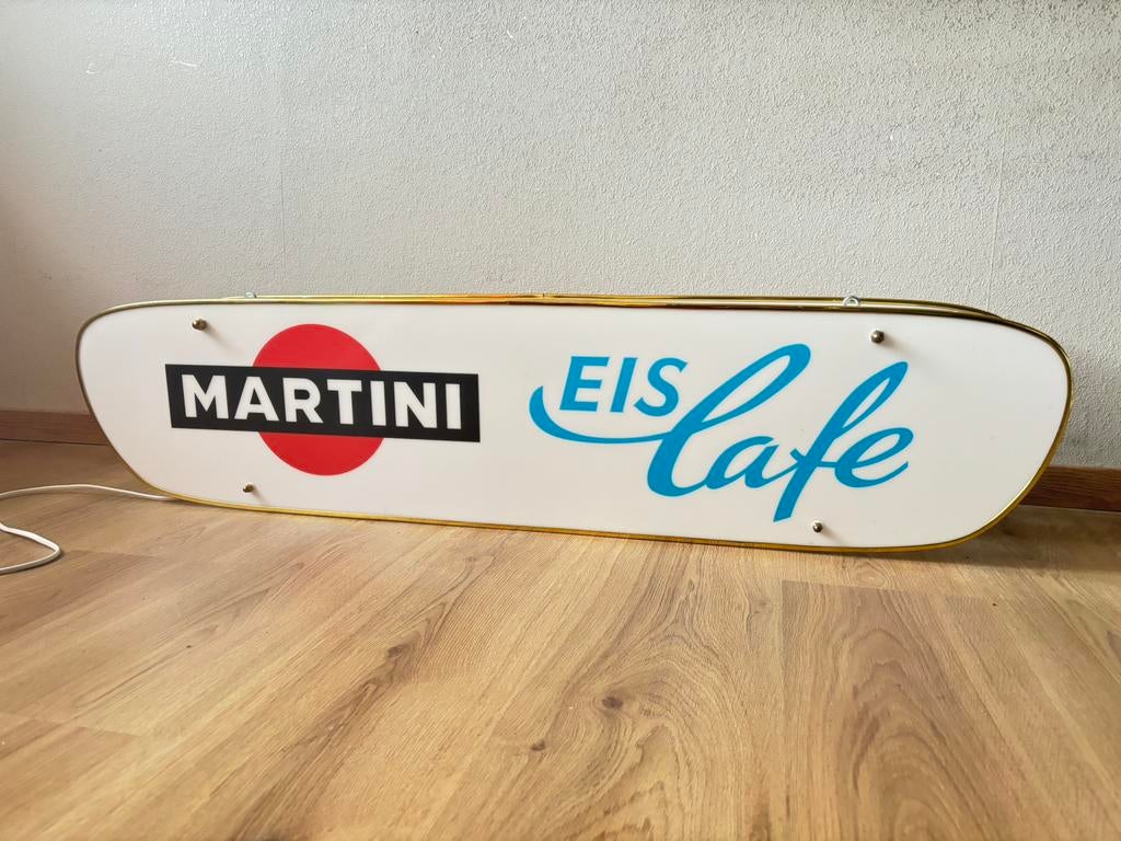 Martini eis cafe lichtbak retro, Verzamelen, Ophalen of Verzenden, Zo goed als nieuw, Lichtbak of (neon) lamp
