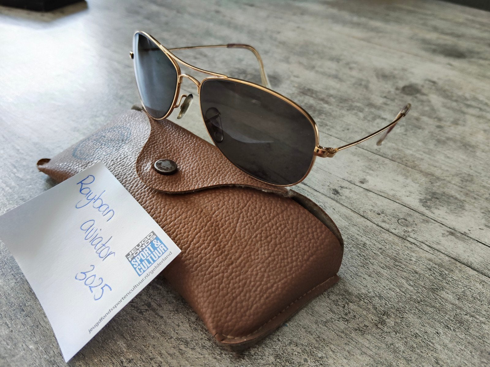 Ray-Ban Aviator 3025 Zonnebril - Goudkleurig Montuur, Gebruikt, Zonnebril, Overige kleuren, Ophalen of Verzenden