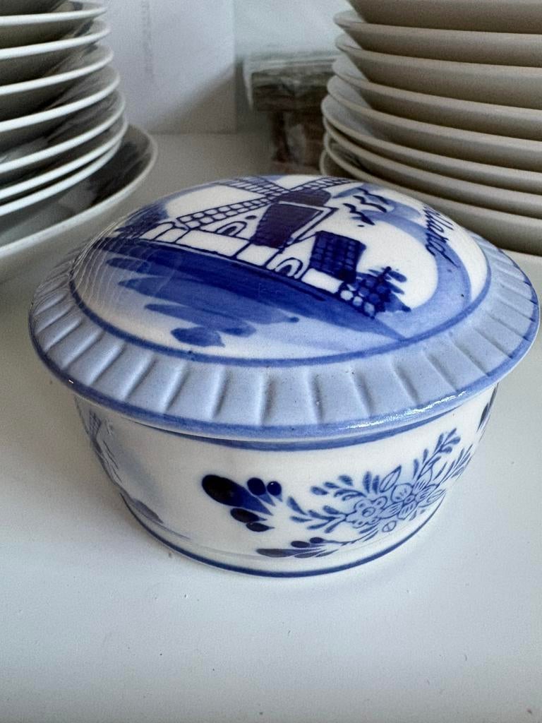 Delftsblauw potje blauwe molen en bloemen, Antiek en Kunst, Ophalen of Verzenden