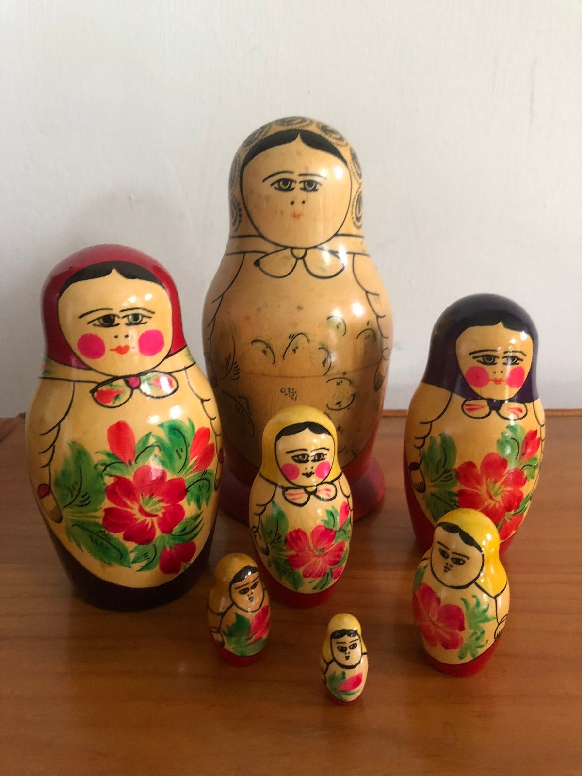 Oude Matroesjka, 19 cm. 7 delig., Verzamelen, Ophalen of Verzenden, Gebruikt