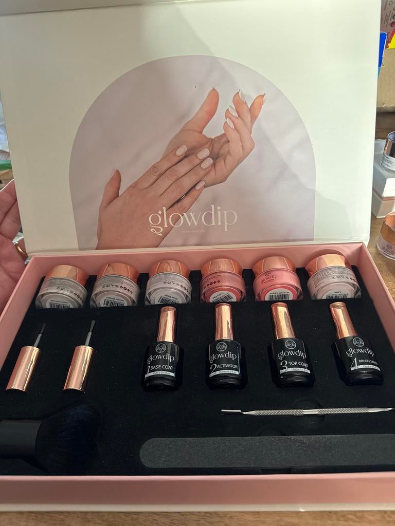 Glowdip Home Manicure Dipping Powder Set, Ophalen of Verzenden, Zo goed als nieuw, Overige kleuren, Handen en Nagels