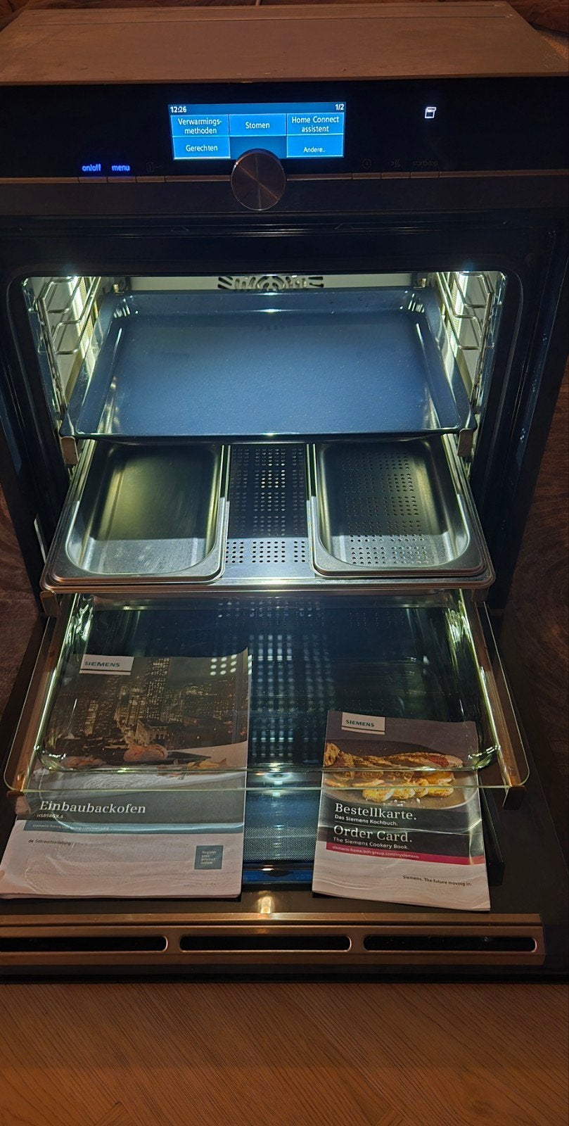 Luxe Siemens Studioline - inbouw combi stoomoven blacksteel, Hete lucht, Siemens, Ophalen of Verzenden, Zo goed als nieuw