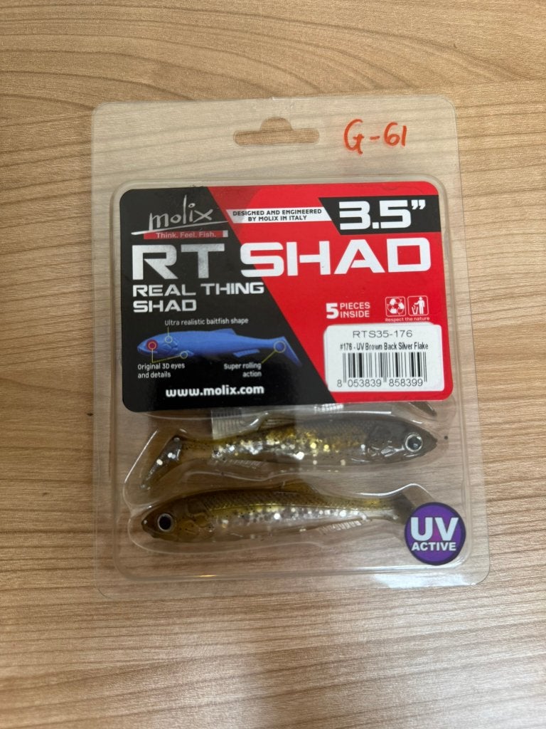 Molix RT Shad 3.5 UV Brown Back Silver 5 stuks, Watersport en Boten, Overige typen, Nieuw, Ophalen of Verzenden, E