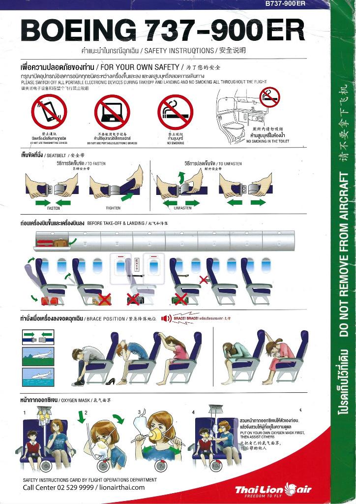 Safety Card - Thai Lion Air Boeing 737-900ER, Ophalen of Verzenden, Gebruikt, Kaart, Foto of Prent