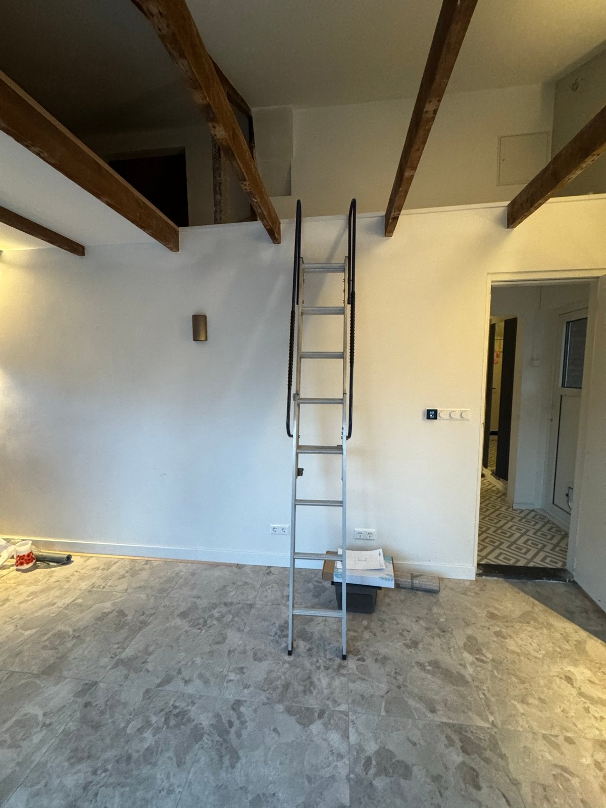 Uitschuifbare aluminium ladder met handgrepen, Doe-het-zelf en Verbouw, Ladders en Trappen, Ophalen, Gebruikt, Ladder, Opvouwbaar of Inschuifbaar