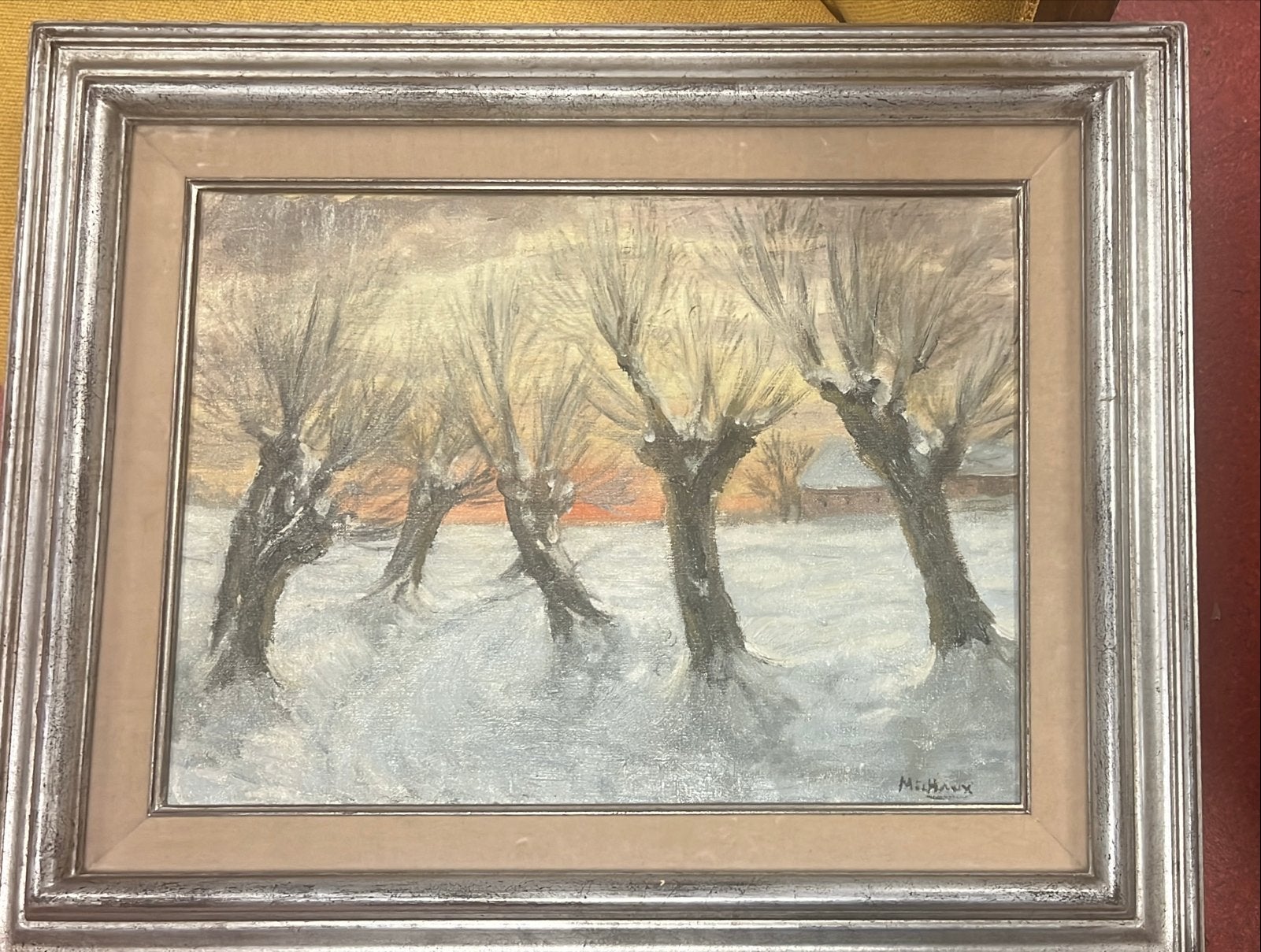 Origineel Olieverf Schilderij Knotwilgen door John Mirchaux, Antiek en Kunst, Doek, Realistisch, Ophalen of Verzenden, Landschap