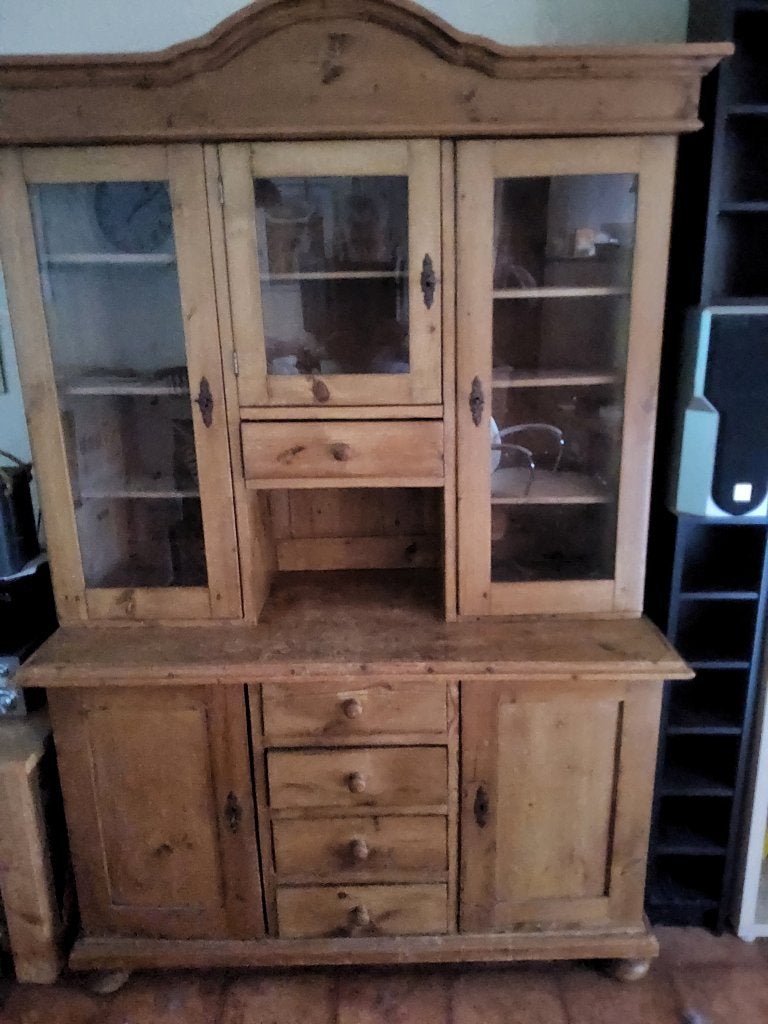 Antieke vitrinekast, Huis en Inrichting, Kasten | Vitrinekasten, Ophalen, Gebruikt, 50 tot 75 cm, Met deur(en)