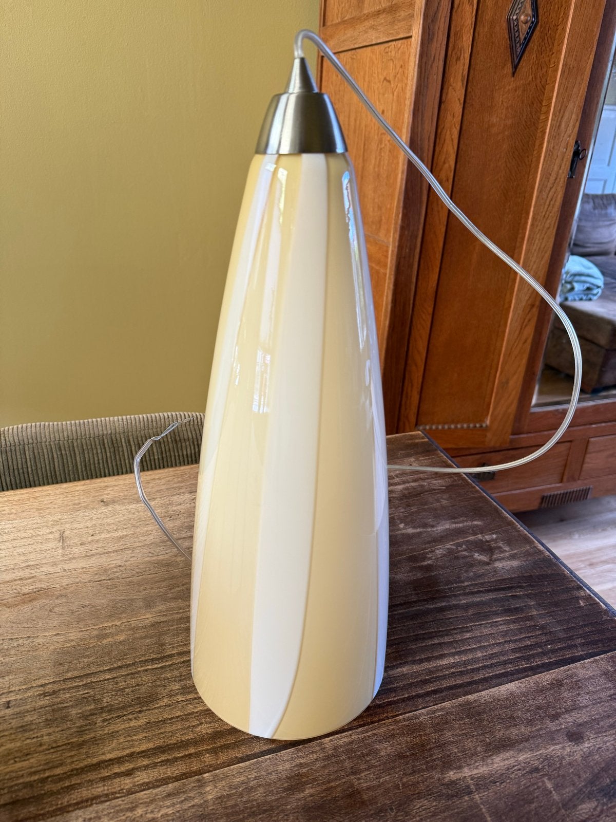Ilu di vetro hanglamp geel, Ophalen, Gebruikt, Glas